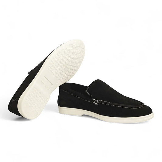 Suede Leather Loafers Black