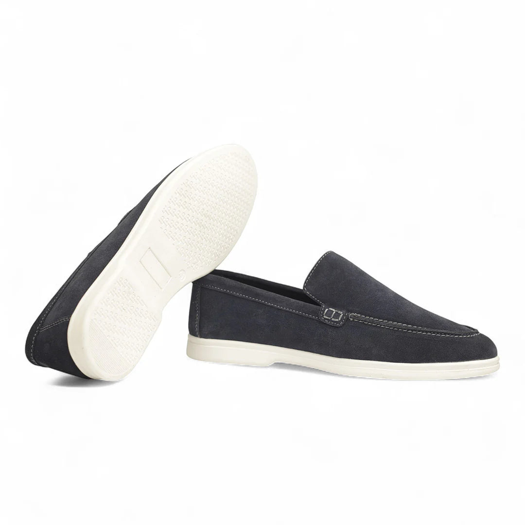 Suede Leather Loafers Navy Blue