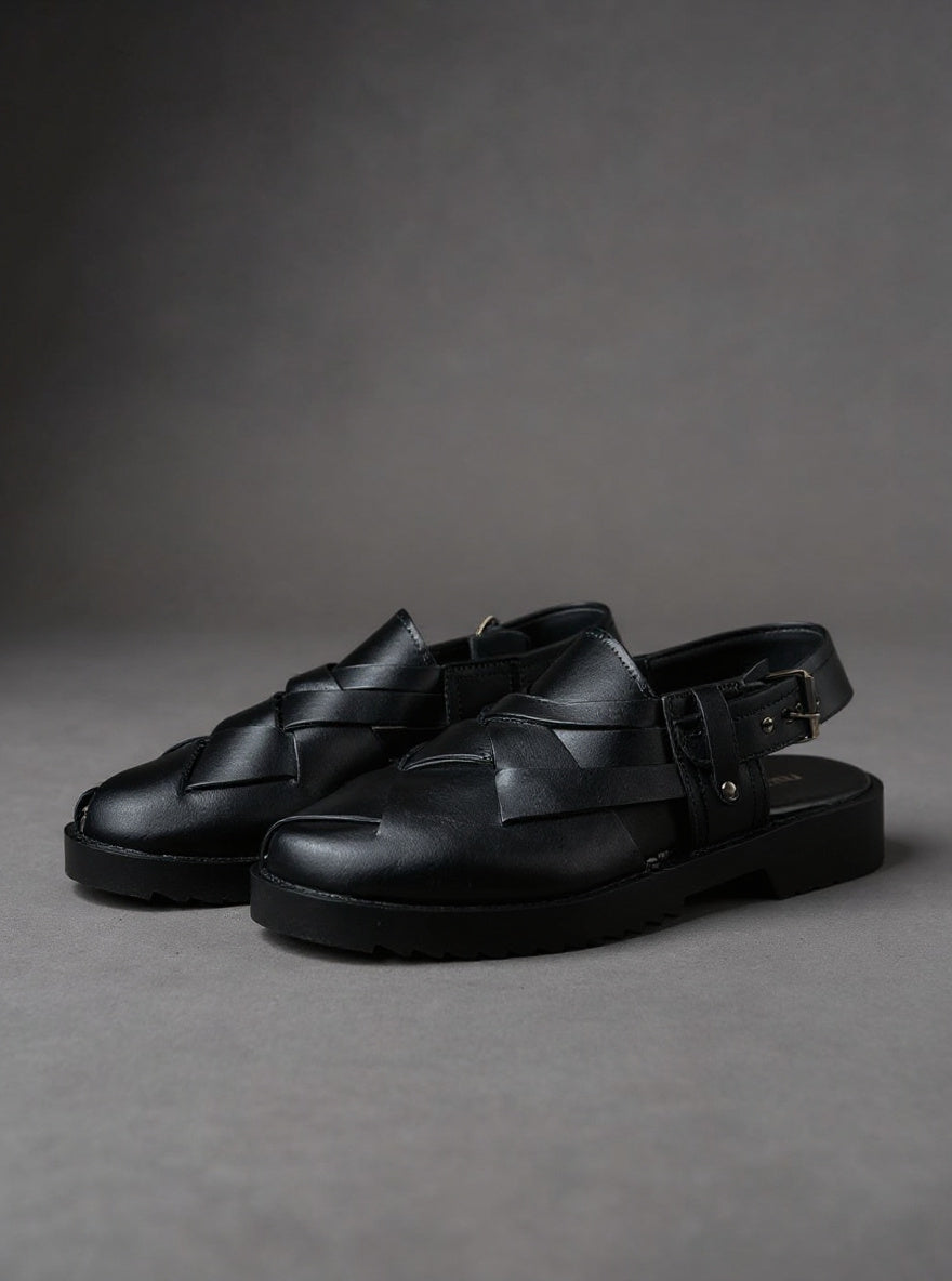 Cross black peshawari sandal