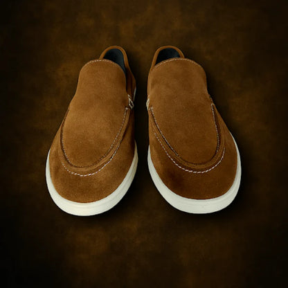 Suede  Brown Leather Loafers