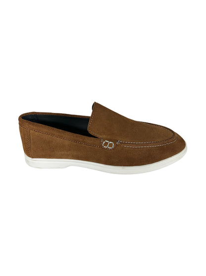 Suede  Brown Leather Loafers