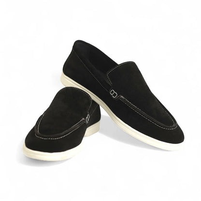 Suede Leather Loafers Black
