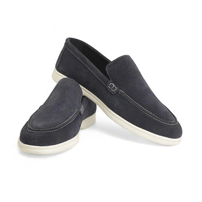 Suede Leather Loafers Navy Blue