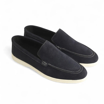 Suede Leather Loafers Navy Blue