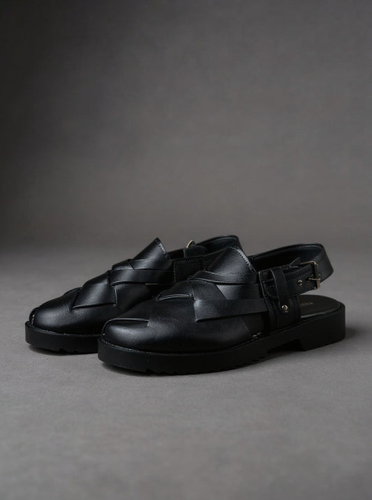Cross black peshawari sandal