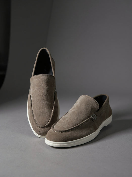 Suede Leather Loafers Beige